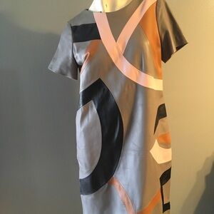Escada Gray and Pink Geometric Mini Dress